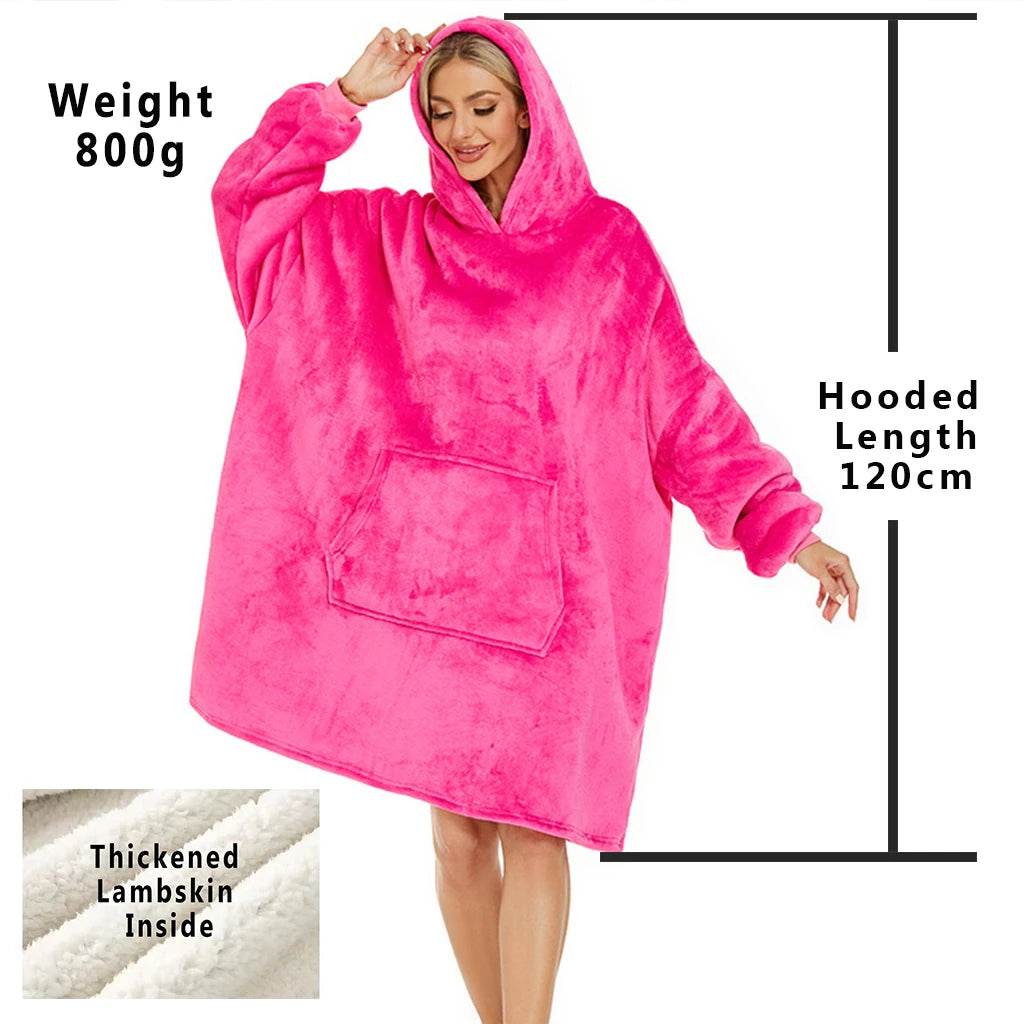 Winter Hoodies Sweatshirt Women Men Pullover Fleece Giant TV Oversized Blanket with Long Flannel Sleeves - Matrix Studios