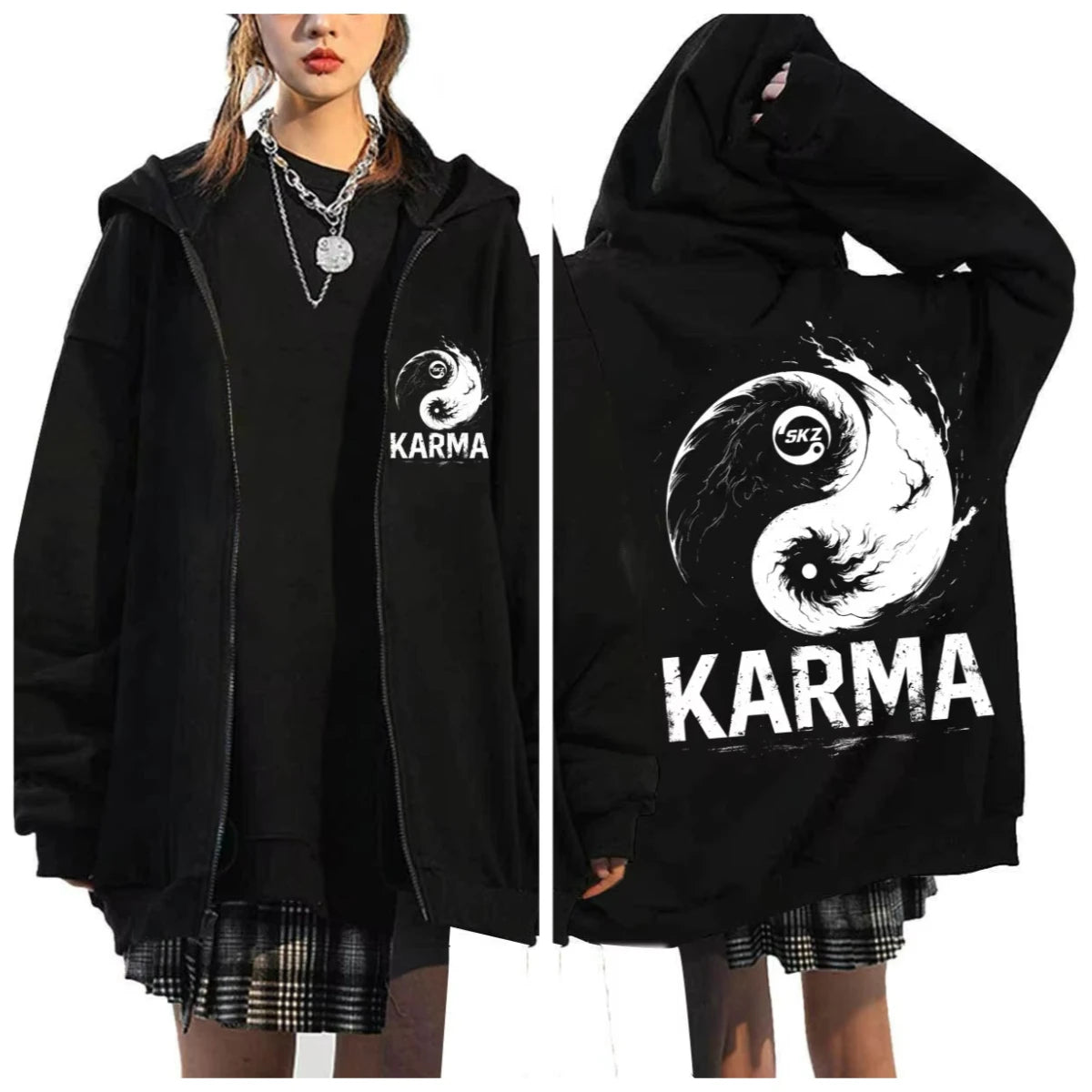 KPOP The 4th Album KARMA FELIX HAN BANGCHAN CHANGBIN HYUNJIN SEUNGMIN LEE KNOW Zip Up Women/Men Hoodie Sweatshirt Couple Clothes - Matrix Studios