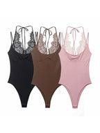 Women Pure Color Lace Jumpsuit Women's One-Piece Suit ort Pants Mid Waist Female Jumpsuit - Matrix Studios