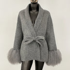 High End Double-sided Wool Strapping Real Wool Fur Coat Women's Removable Cuffs Fox Fur Temperament Cashmere Short Jacket - Matrix Studios