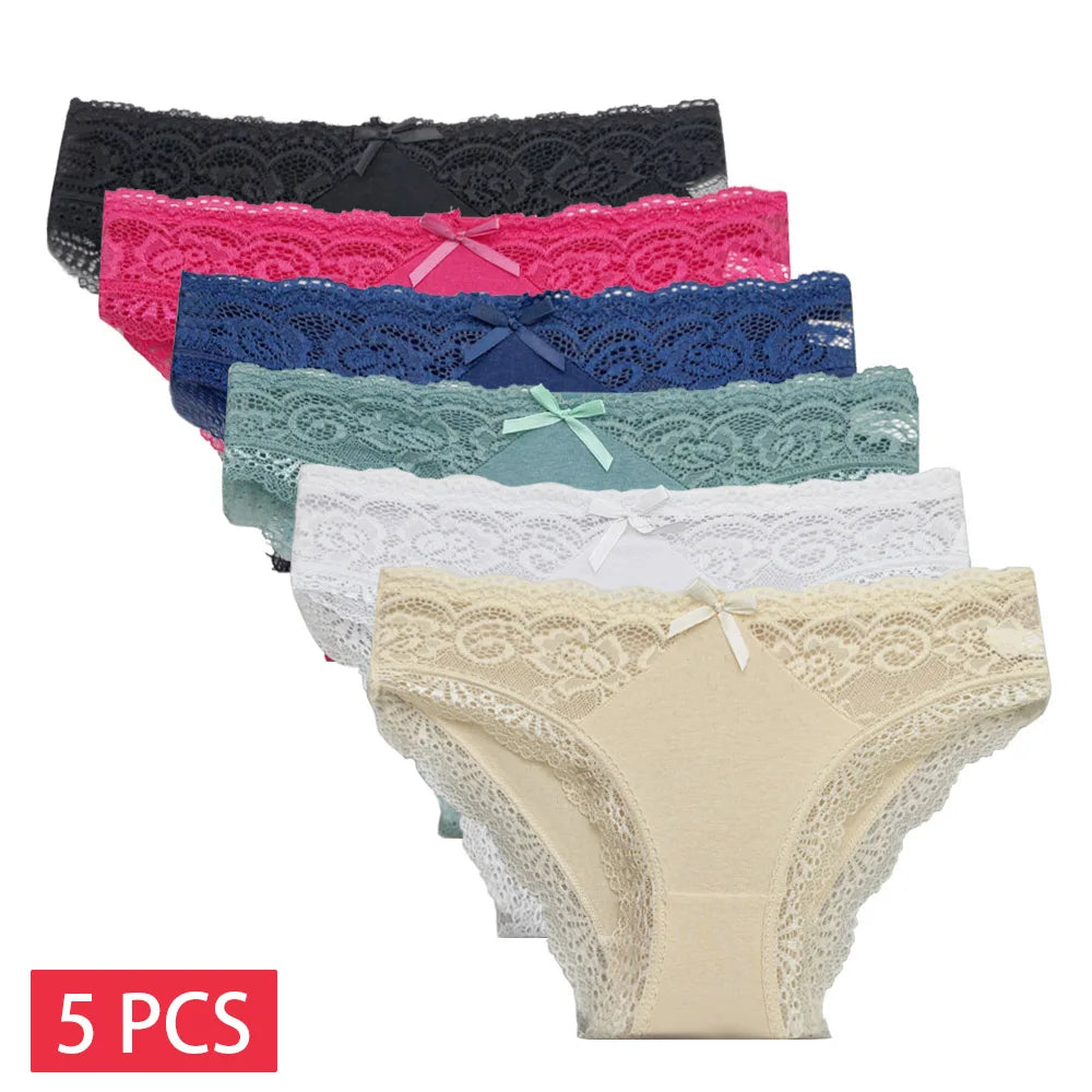 5 PCS/SET New Arrival Low Rise Ladies Sexy Lace Panty Underpants Panties For Women Lingerie Cotton Briefs - Matrix Studios