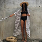 Beach Cover Ups for Swimwear Women Black Tie Dye Kimono Swimsuit Cape Summer Dress 2022 Beachwear Outfits Sales - Matrix Studios
