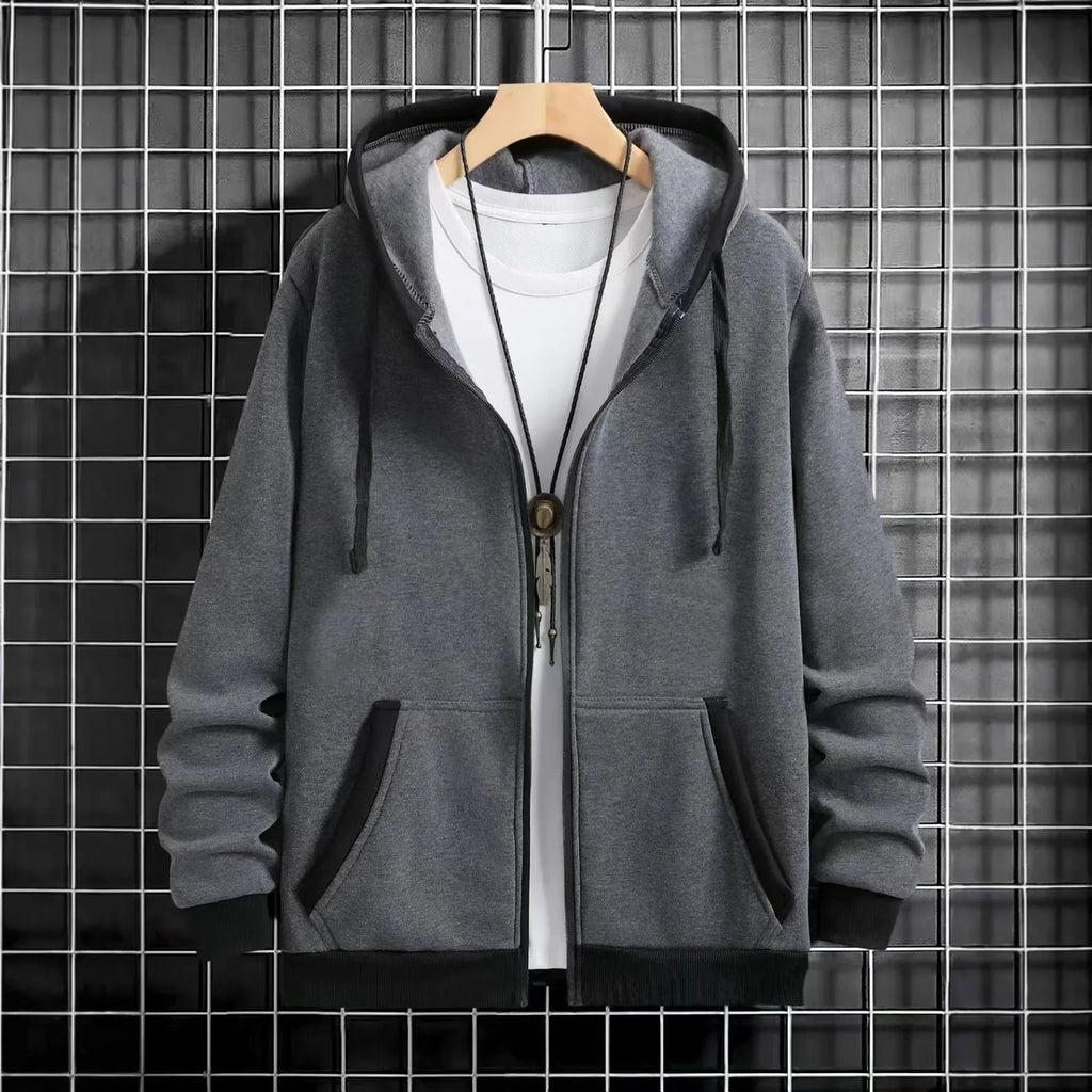 Thickened Men's Hooded Zipper Cardigan Casual Outerwear Fashionable Sweatshirt Autumn Winter New Arrival Cross-Border Style - Matrix Studios