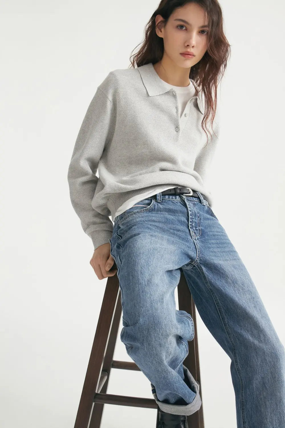 Hirsionsan Winter Thick Women Knitted Suits Soft 2 Pieces soft Female Sets Polo Neck Sweater & Wide Leg Pants Knitted Outfit - Matrix-studios.com