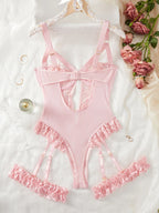 2pcs Red Floral Lace Garter Lingerie Set With Choker Women Intimates 2022 Underwire Bra And Thongs Ladies Underwear Set - Matrix-studios.com
