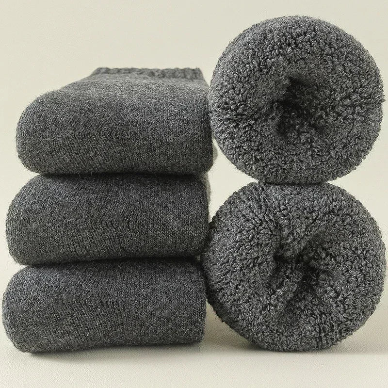 3 Pairs Men Women Wool Socks Couples Solid Winter Snow Chrismas Gift Thermal Cashmere Marino Thickened Fleece Terry Loop socks - Matrix Studios