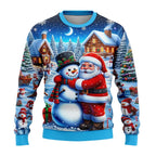 Men Women Xmas Sweatshirt 3D Christmas Snowman Santa Printed Ugly Christmas Sweater Unisex Pullover Holiday Party Jumper Tops - Matrix Studios