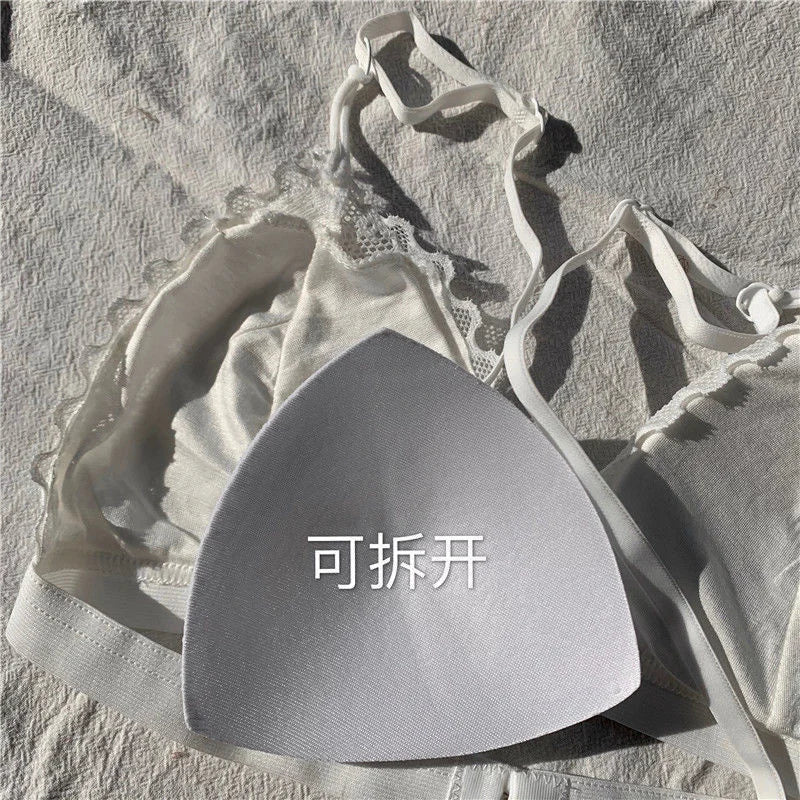 French Lace Triangle Up Lace Bralette No Steel Ring Seamless Bras Sexy Women Thin Pad Bra Summer Breathable Brassier - Matrix Studios