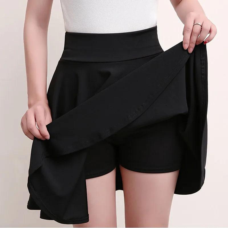 2025 Flared Skirts Women's Basic Shorts Skirt Fashion Versatile Black Casual Mini Skater Medium Pleated Fluffy Skirt Plus Size - Matrix-studios.com