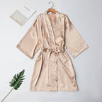 Wedding Party Team Bride Robe With Black Letters Kimono Satin Pajamas Bridesmaid Bathrobe SP2000 - Matrix-studios.com