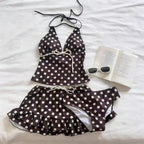 Women Beach Style Bikini Swimwears 2-Piece Tankini Suits Halter V-Neck Tie Cami Top Bodycon Contrast Waistband Swim Beachwear - Matrix-studios.com