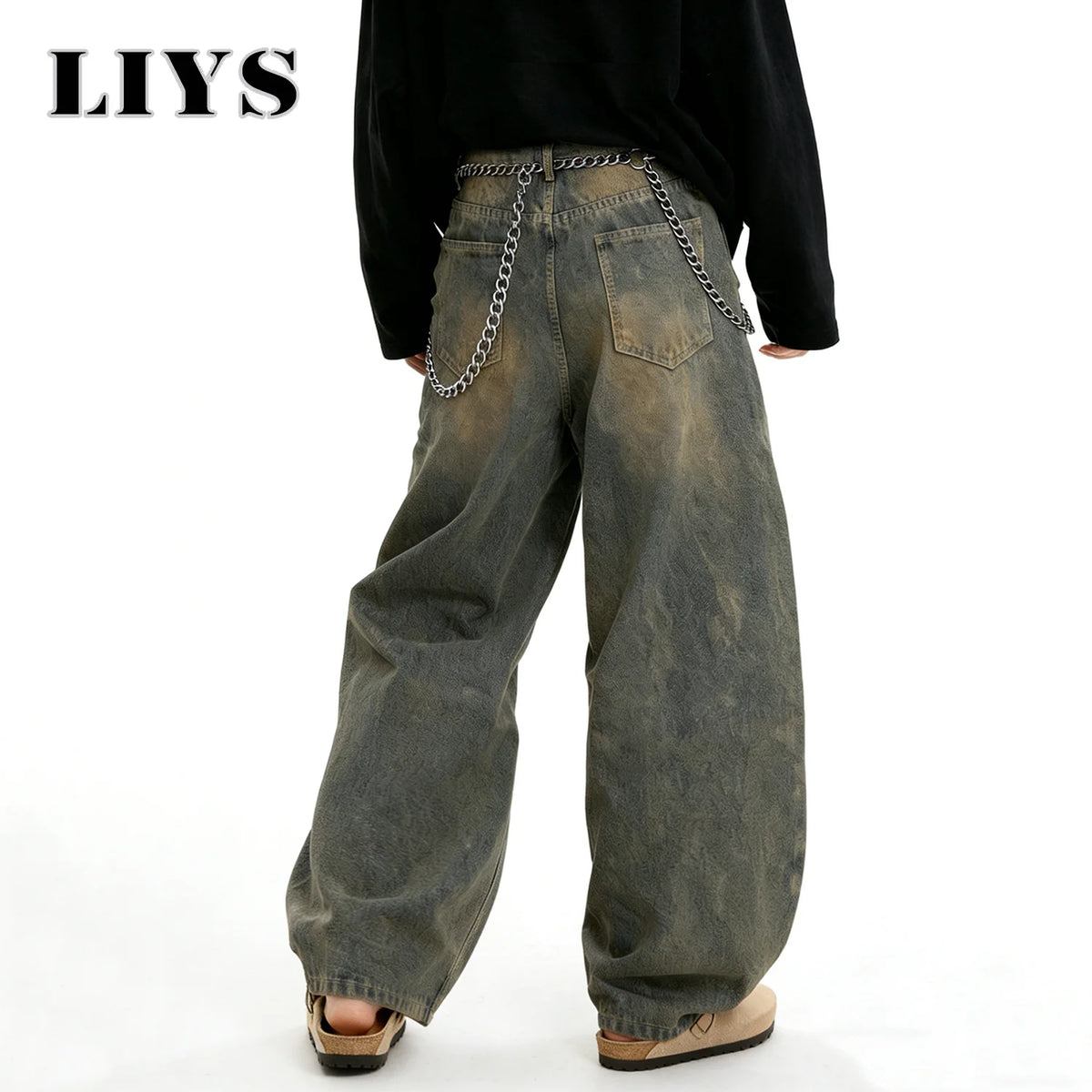 LIYS American Retro Baggy Wide Leg Jeans Men's Streetwear Distressed Y2K Clothing Casual Daily Four Seasons Denim Pants Unisex - Matrix Studios
