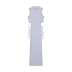 Criss Cross Cut Out Dress, Sexy Bodycon Mock Neck Sleeveless Dress, Women's Clothing - Matrix-studios.com