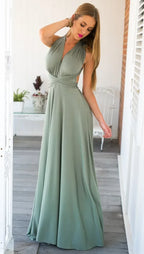 Fashion Multi-worn V-neck Vestidos De Fiesta Women Long Dress Sexy Strapped Lady Summer Maxi Dress - Matrix-studios.com