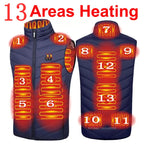 13 PCS Heated vest Jacket Fashion Men Women Coat Intelligent USB Electric Heating Thermal Warm Clothes Winter Heated Vest 열선조끼 - Matrix Studios