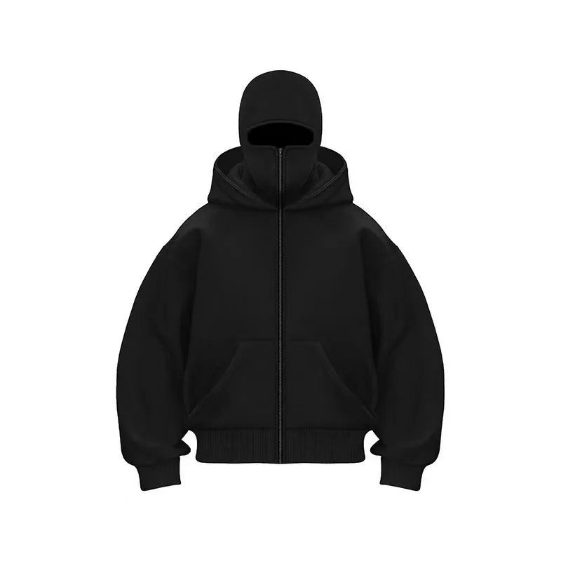 2025 Autumn Men Balaclava Y2K Gothic Harajuku Winter New Item Double Hooded Sweatshirt Men's Hooded Mask Zipper Sportswear Women - Matrix Studios