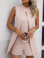 Summer Jumpsuit Women Fashion Solid O Neck Sleeveless Chic Playsuit Elegant Clothes Female Casual Jumpsuits - Matrix Studios