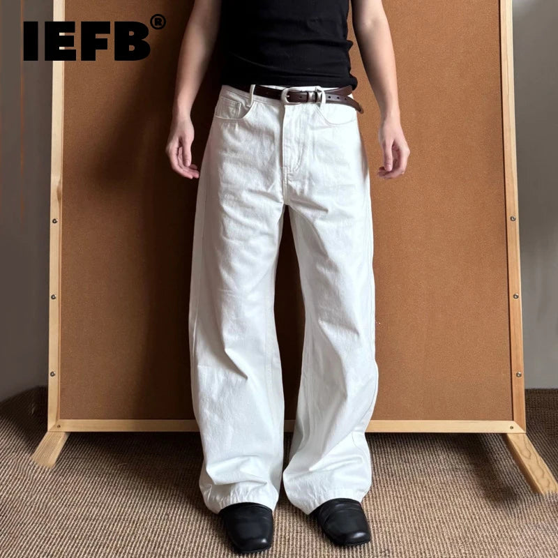 IEFB Men's Jeasn New Summer American Style Straight Leg Wide Leg Solid Color Simple Folding Male Casual Trousers 2026 9W2196 - Matrix Studios