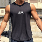 Summer New Trend Men's Pullover Round Neck Mesh Bottom Shirt Sports Fitness Swimming Running Shirt Sleeveless Vest Quick  Dry - Matrix Studios