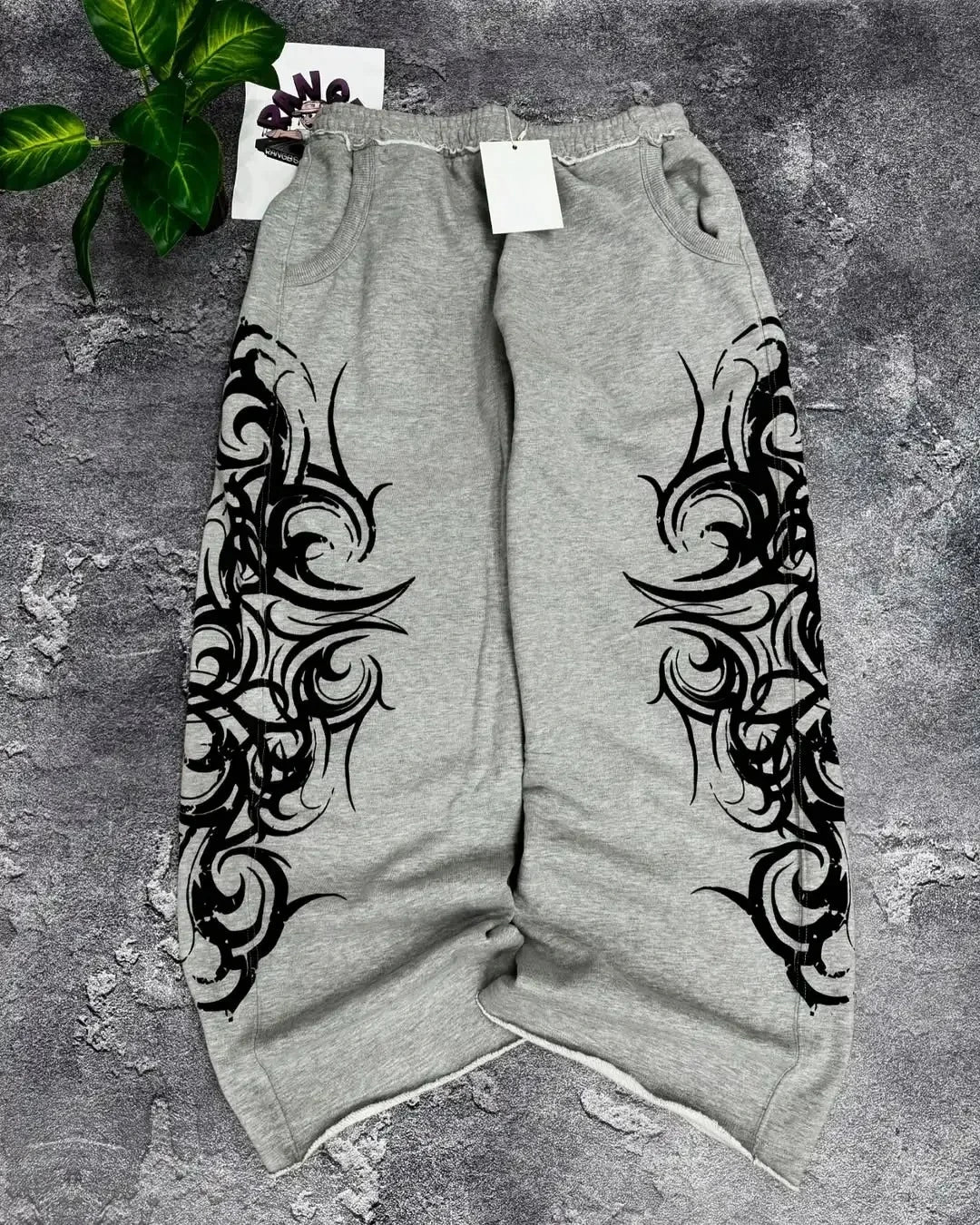 American Retro Streetwear Y2K Gray Printed Loose Jeans Hip Hop Harajuku Casual Washed Distressed Straight Floor Mopping Pants - Matrix Studios