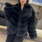 QUEENTINA Winter New Women's Real Fox Fur Coat With Collar Overcoat Leather Female Natural Plus Size - Matrix Studios