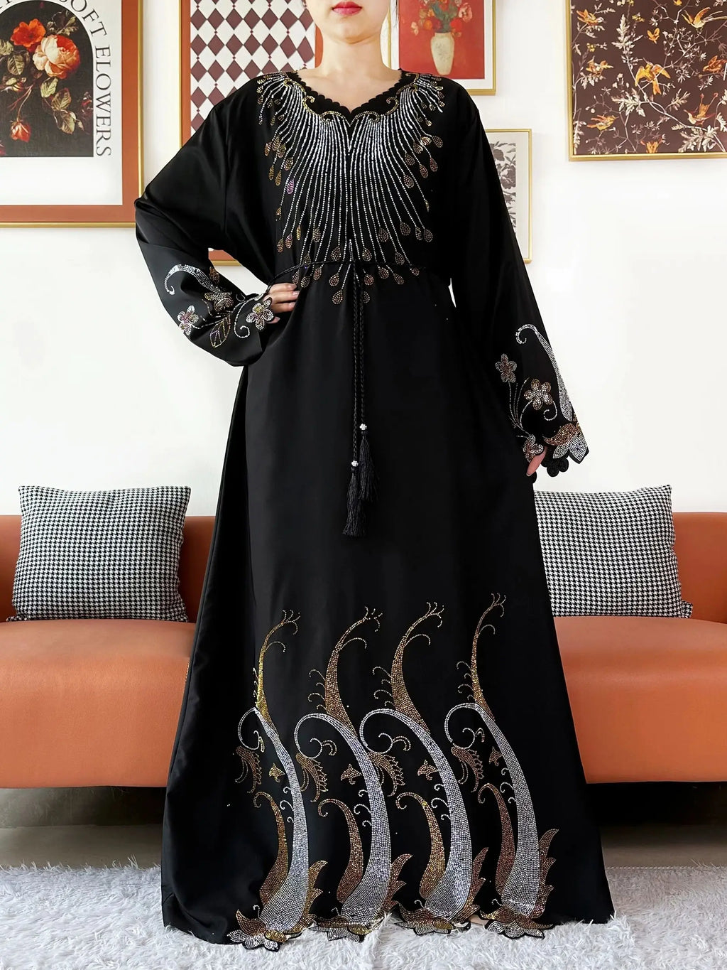2025Fashion Dubai Diamond Muslim Women Modest Dress Elegant Arabic Femme Hijab Long Sleeve Chiffon Abaya Islamic Turkey Clothing - Matrix-studios.com