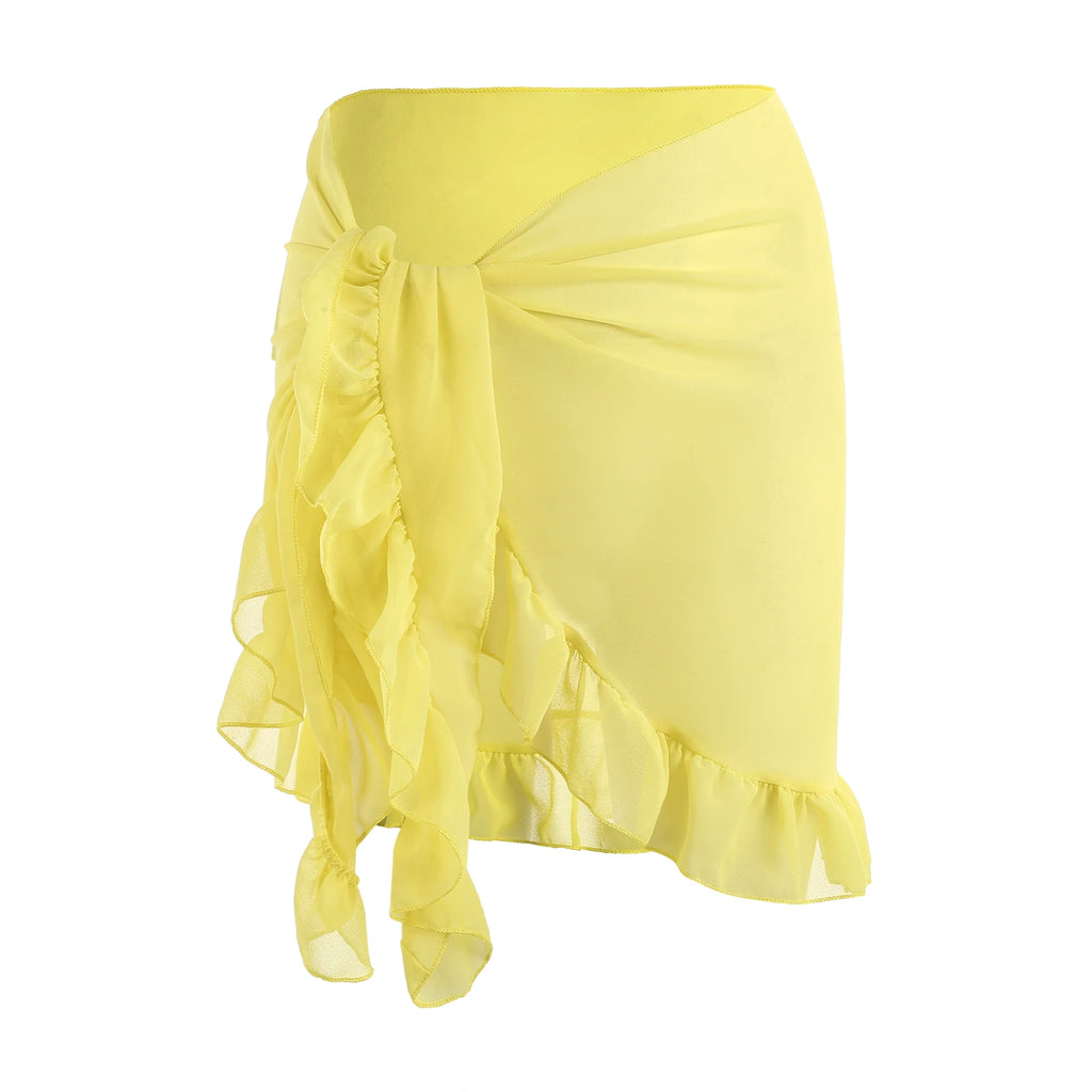 Yiiciovy 2023 Women Cover-Ups Skirts Chiffon Swimwear Pareo Scarf Bikini Cover-Ups Wrap Kaftan Sarong Beach Sexy Skirts 9 Colors - Matrix Studios