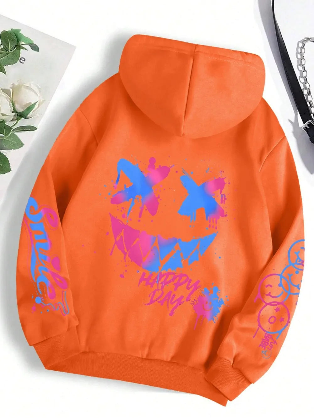 New Autumn Men's Personalized Smiling Face Print Comfortable Breathable Hooded Sweatshirt Outdoor Street Fashion Hooded Sweatshi - Matrix Studios