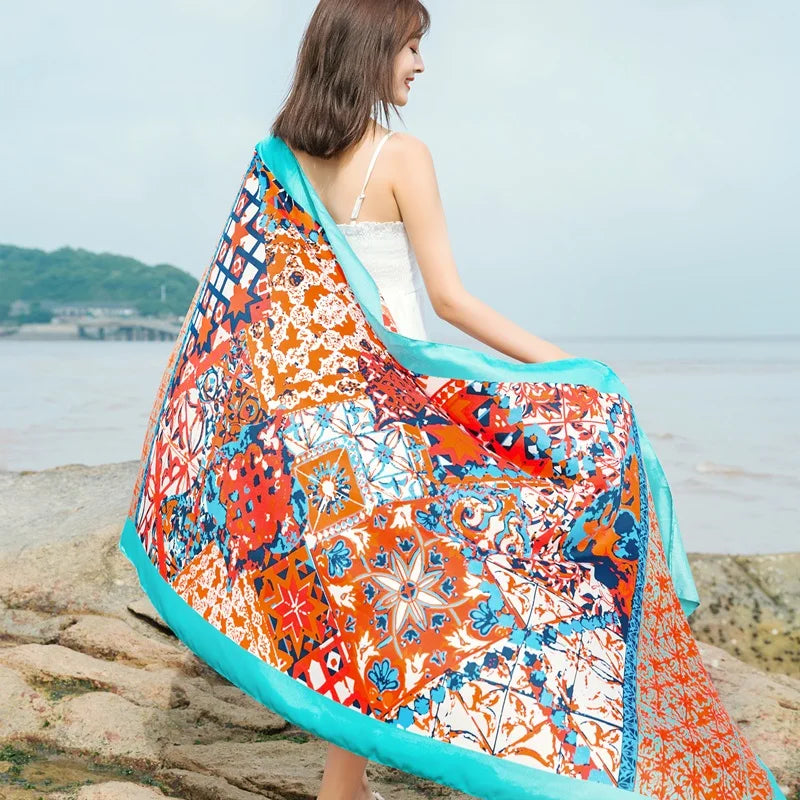 90x185cm  Printing Process Twill Summer Suncare Beach Dress Bikini Sarong Wrap Scarf Women Brazilian Swimsuit Bathing Cover-ups - Matrix Studios