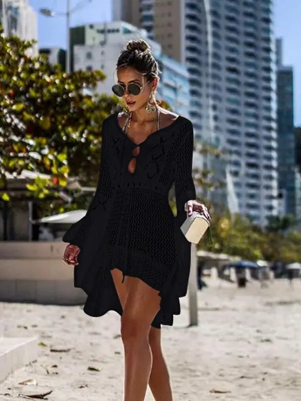 Sexy Cover Up Bikini Women Swimsuit Cover-up Beach Bathing Suit Beach Wear Knitting Swimwear Mesh Beach Dress Tunic Robe - Matrix Studios