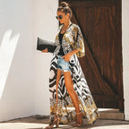 Bikini Cover Up Chiffon Beach Kimono Women Leopard Printed Long Cape for Swimsuit Tunic Summer Beach Wear Factory Supply - Matrix Studios