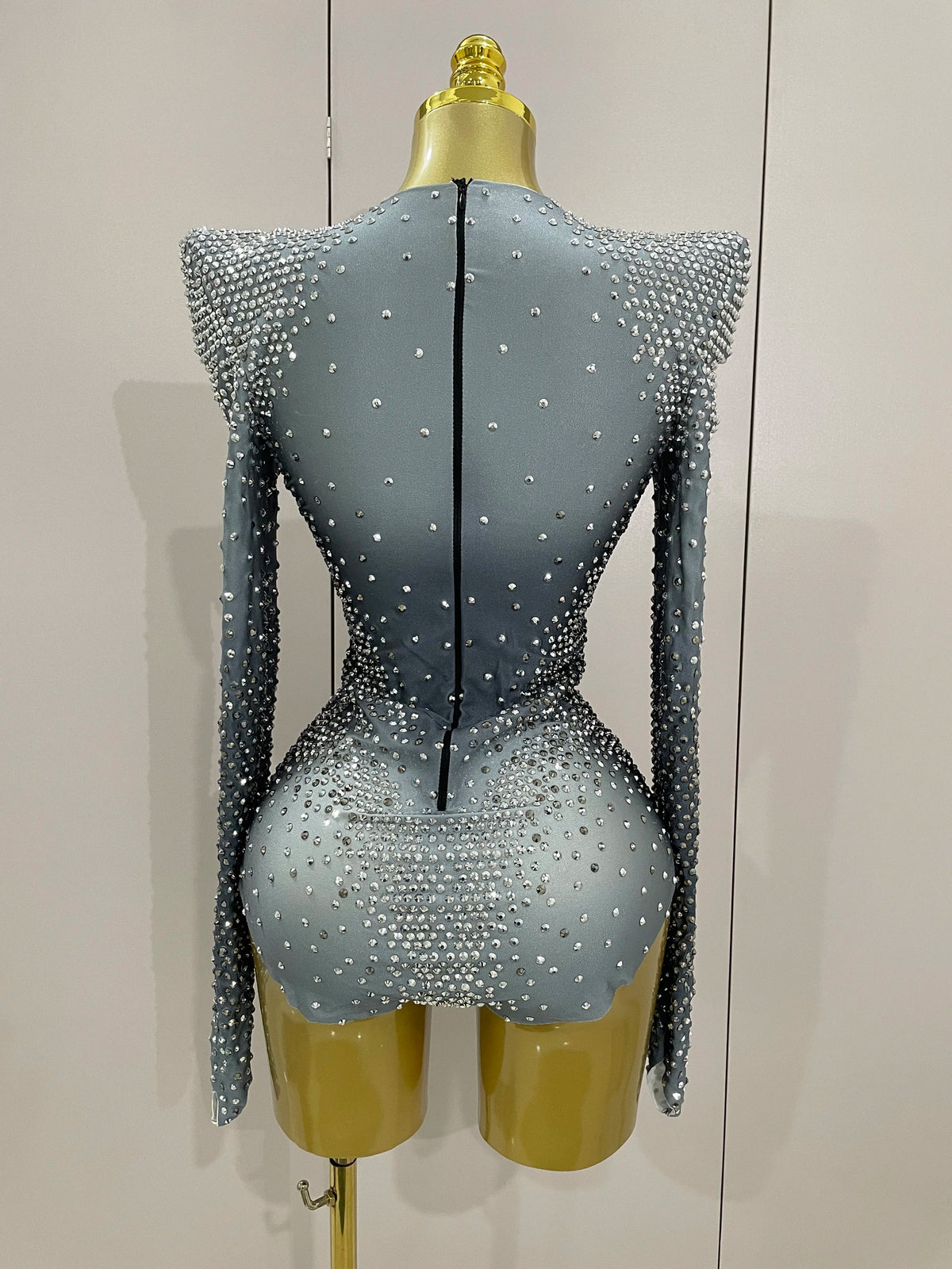 Sparkle Silver Rhinestones Long Sleeve Stretch Bodysuits 2025 New Women Evening Luxury Birthday Party Sexy Nightclub Stage Costu - Matrix Studios