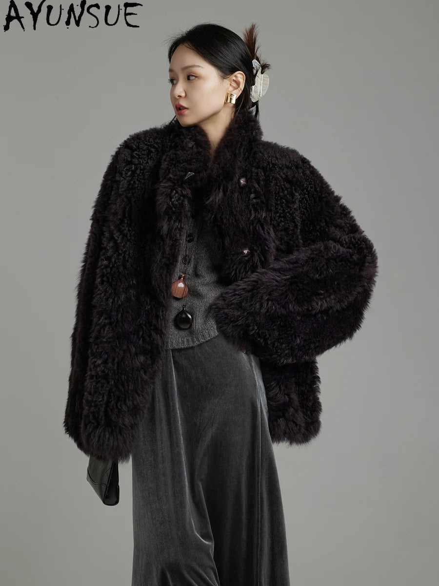 AYUNSUE Natural Sheepskin Fur Coat Women 2025 Real Leather Jacket Winter Jackets Luxury Clothing Female New Style Шуба Женская - Matrix Studios
