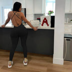 Women's solid color ribbed camisole back jumpsuit casual yoga jumpsuit - Matrix Studios