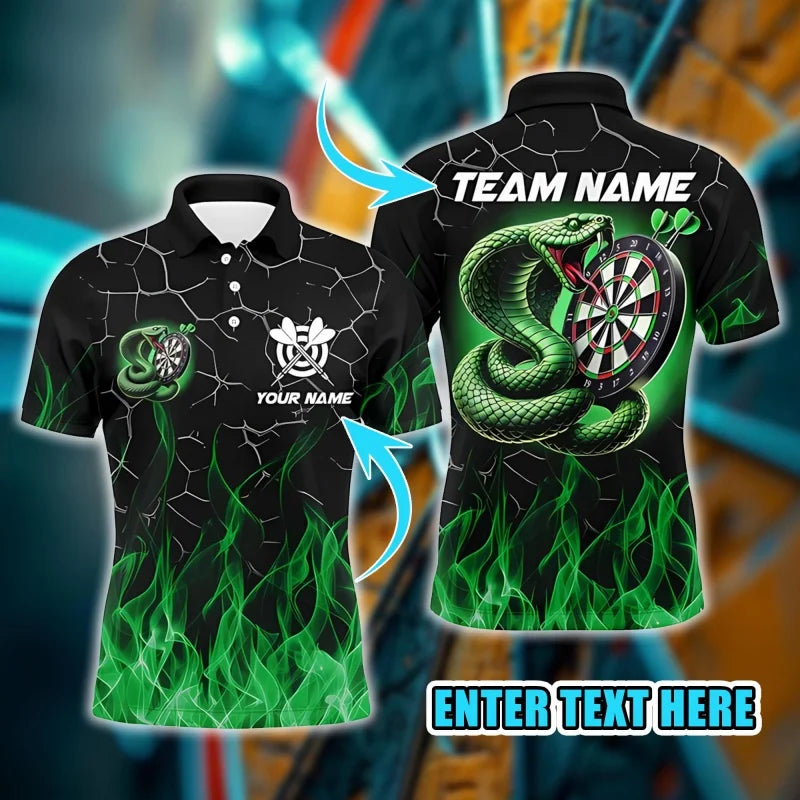 3D Print Snake Bear Polo Shirt For Men Women Customized Darts Pattern Tees Summer Street Loose Short Sleeve Tops Lapel T-Shirts - Matrix-studios.com