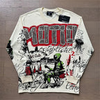 2026 New MIXED EMOTION Long Sleeve T-shirt Men Women High Street Full Print Best Quality Crewneck Hip Hop Oversized Tops - Matrix Studios