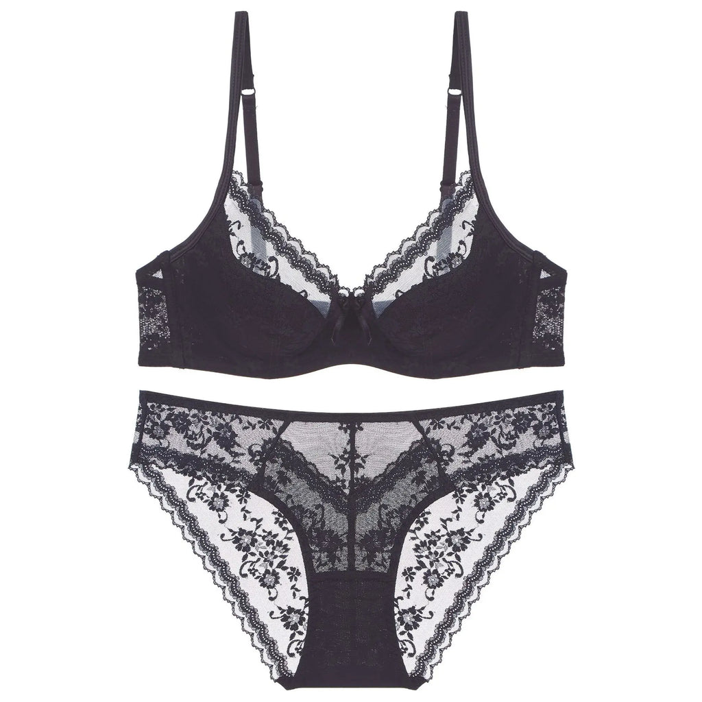 Summer Sexy Lace Embroidery Women Lingerie Set French Thin Cup Push Up Bra Comfort Breathable Underwear Ladies Bra Briefs Set - Matrix-studios.com