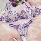 Sexy Female Lingerie Ultra Thin Bra Set Romantic Underwear Beautiful Embroidery Lace Lingerie Translucent Underwear Erotic Sets - Matrix-studios.com