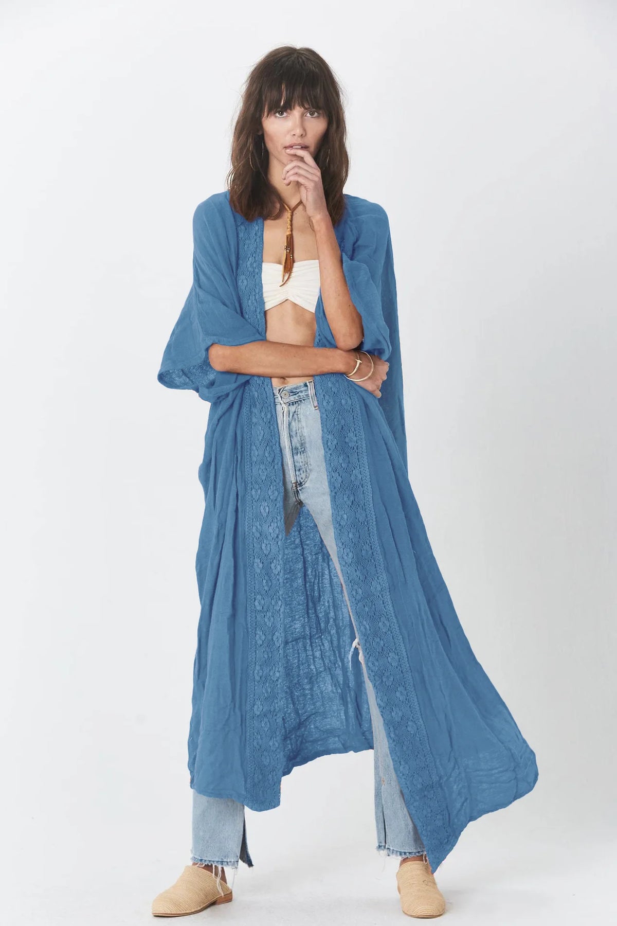 WeHello-Women's Beach Cover Up Bamboo Fabric Collar Cardigan, Sun Protection, Loose and Comfortable Shirt, Holiday - Matrix Studios