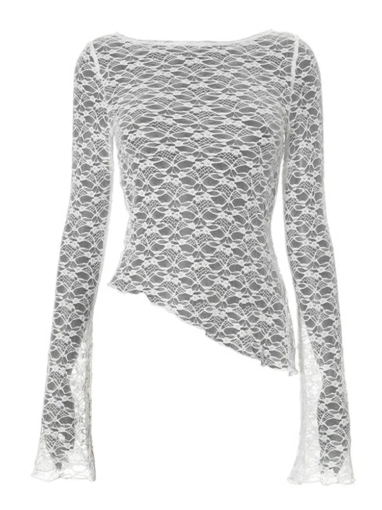 Women's Low-Cut Long Sleeve T-shirt Autumn Sexy Solid Color Streetwear Elegant Casual Slim Fit Versatile Female Tees - Matrix-studios.com