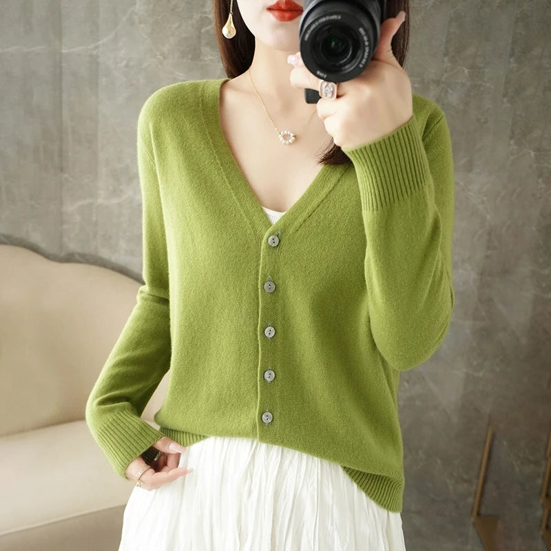 2026 New V-Neck Temperament Small Fragrant Wind Women Loose Sweater Coat Special Offer Cardigan ZHI D035 - Matrix Studios