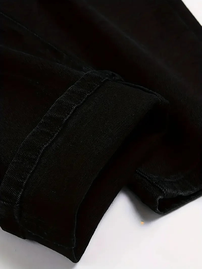Slim-fit Men's Washed Jeans Casual Straight Leg Trousers for Men Dark Blue Jeans - Matrix Studios