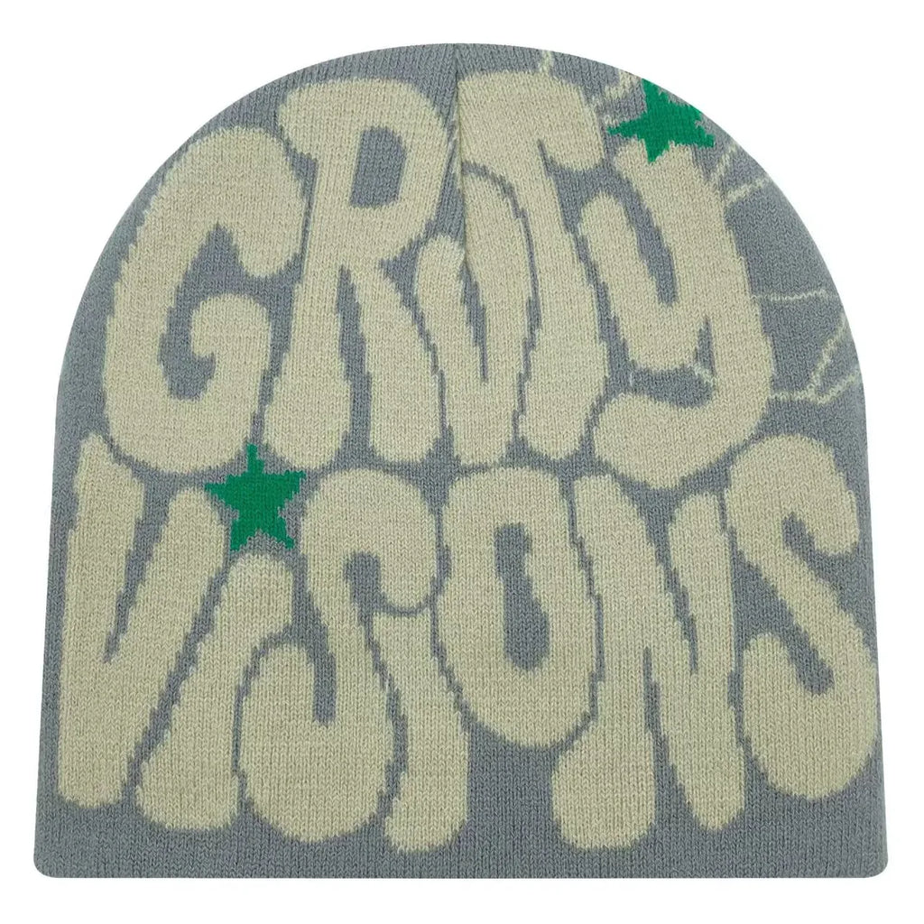 New  European and American popular acrylic material GR letter jacquard outdoor fashion knitted hat for men and women beanie hat
