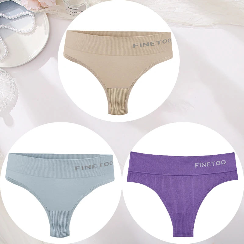 3PCS/Set Women's Panties Sexy Underwear FINETOO Large Size Thong Women Seamless Panties High Waist Girls Thongs M-2XL - Matrix Studios