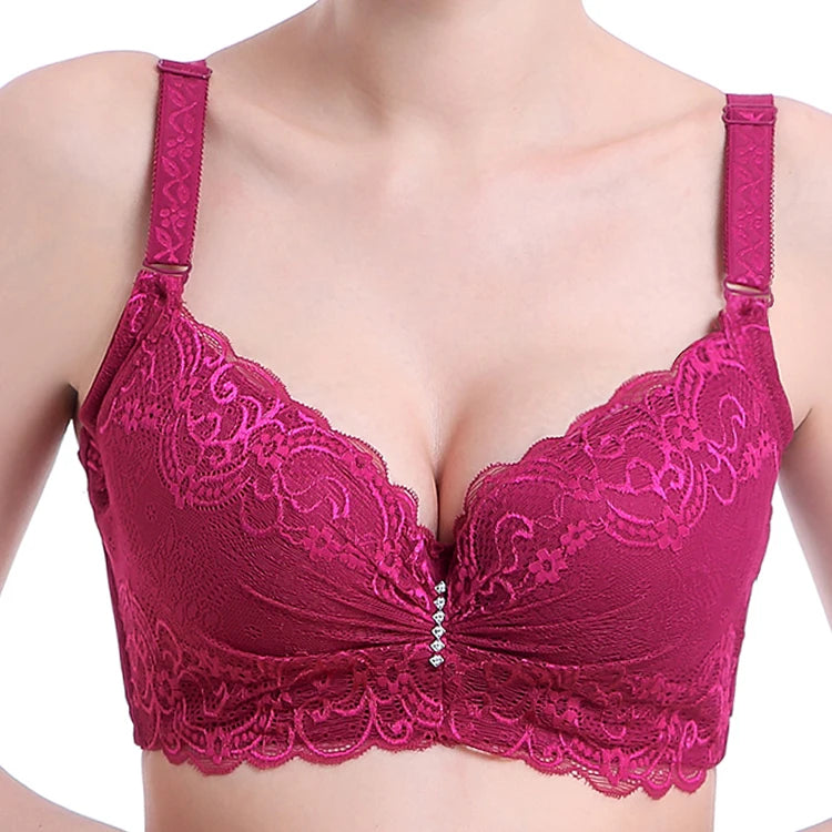 Plus Size Female Lace Bra Thin Bralette 80-105 C/D Cup Push Up Brassiere Widening Side 4-Row Button Bras Absorbs Sweat Underwear - Matrix Studios