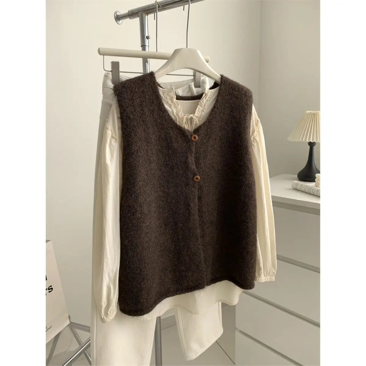 Retro Two-button New Knitted Vest for Women in Spring and Autumn Sleeveless Slit Sweater Vest - Matrix Studios