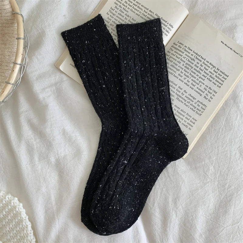 Women's Socks Winter New Novelty Fashion Japanese Style Casual Crew Socks Warm Striped Autumn Simple Wool Socks For Girls Trendy - Matrix Studios