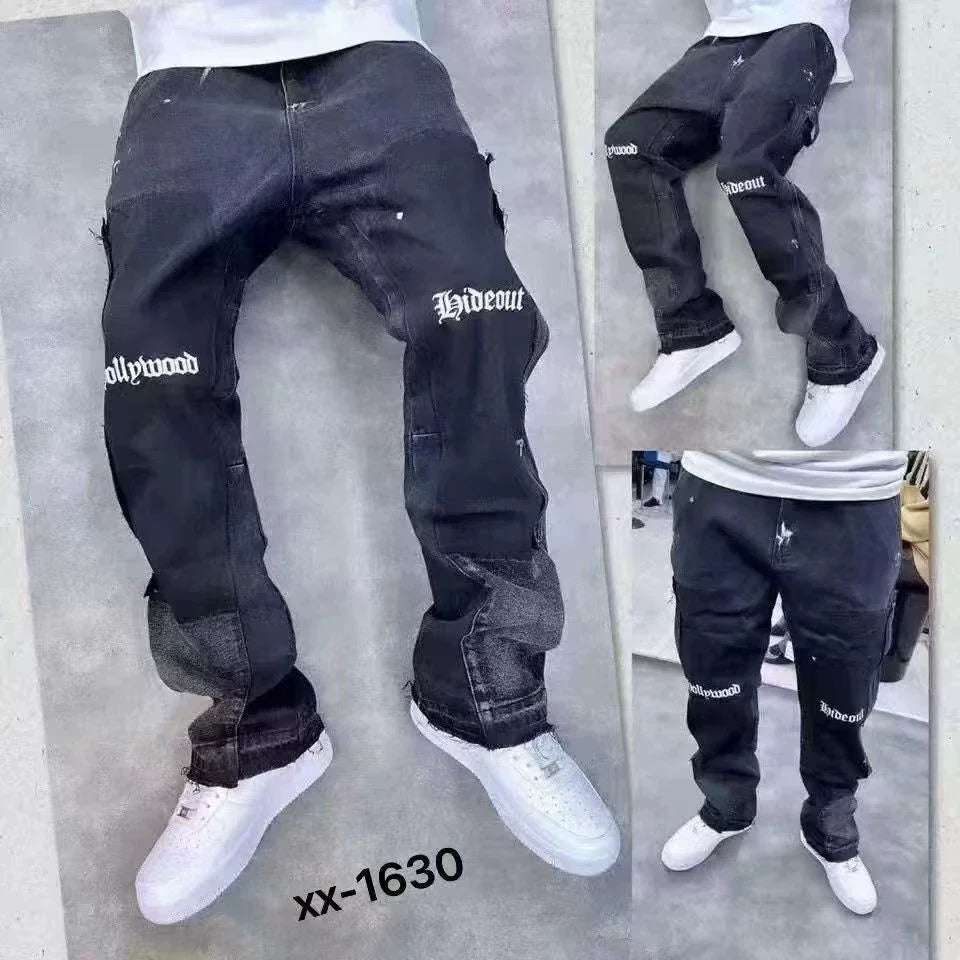 2025 Vintage Men's Jeans Distressed Vibe Bell Bottoms Clean Fit Woodworking Workwear Denim Pants For Outdoor Trade - Matrix Studios