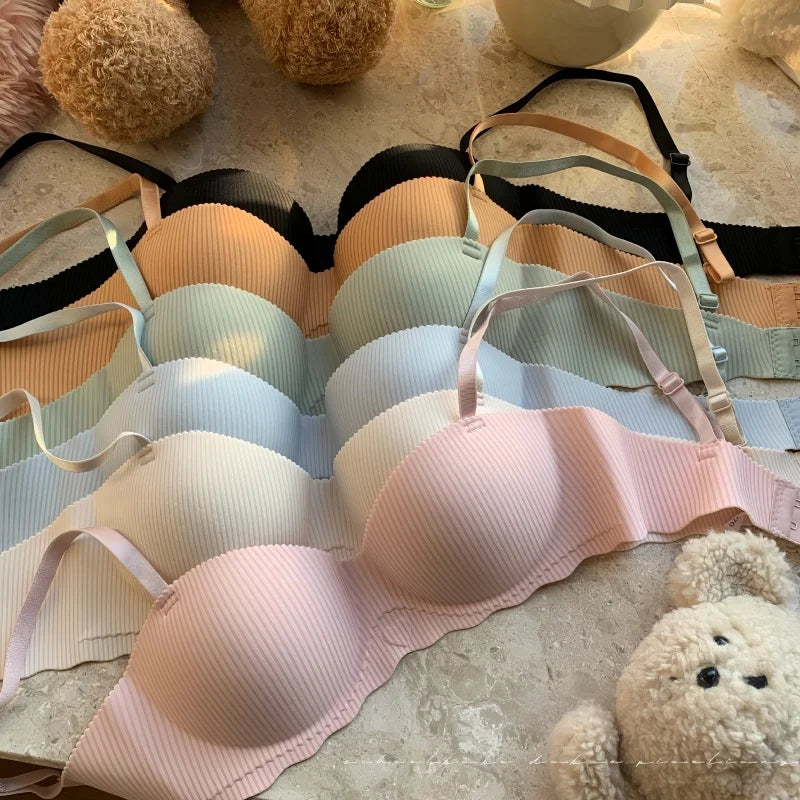 Sexy Push-Up Seamless Bra Women's Non-wire Ribbed Bralette Soft Fixed Half-Cup Underwear Invisible Bra Small Chest Lingerie S-XL - Matrix Studios