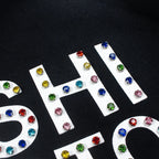 2XL High Street Retro Satoshi Hoodies Leather Embroidered Color Diamond Letter Print Fleece Hood Sweatshirts Men Women Outfit - Matrix-studios.com